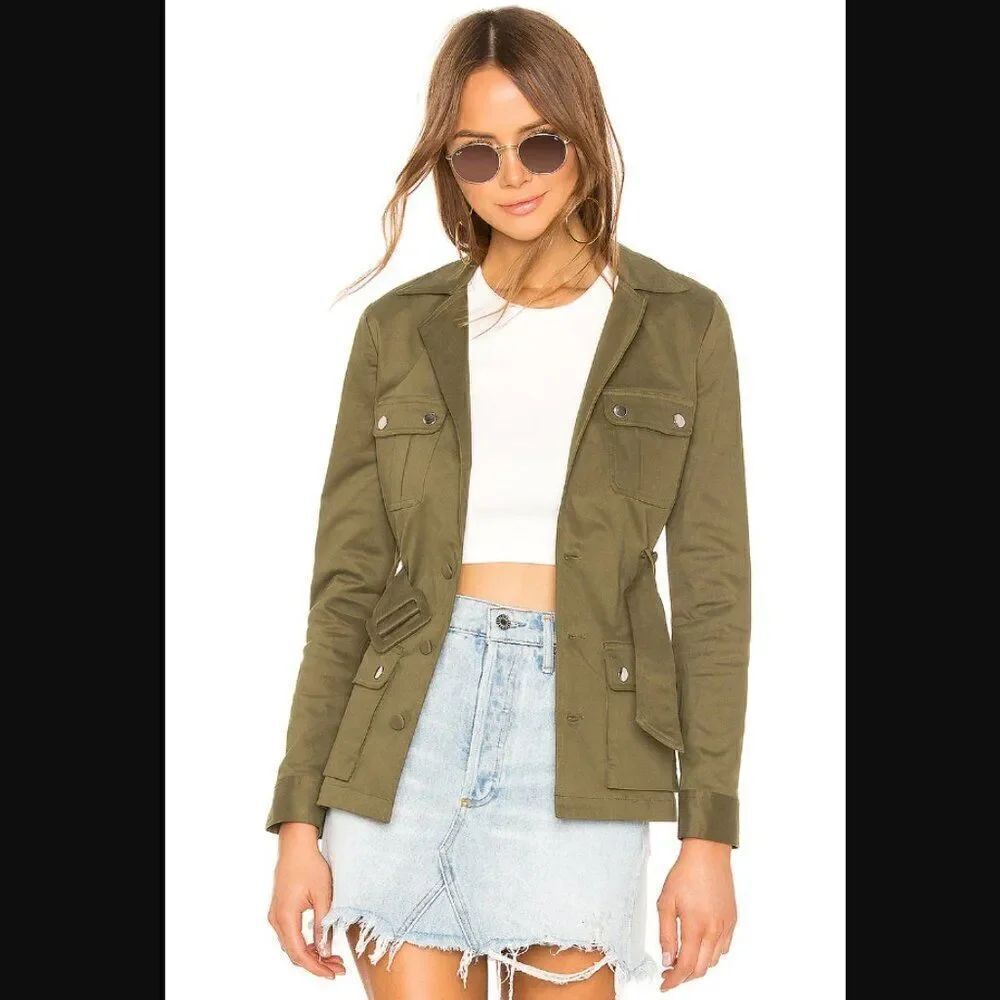 *missing two buttons* Revolve x SuperDown Trista Belted Jacket in Olive | Size S